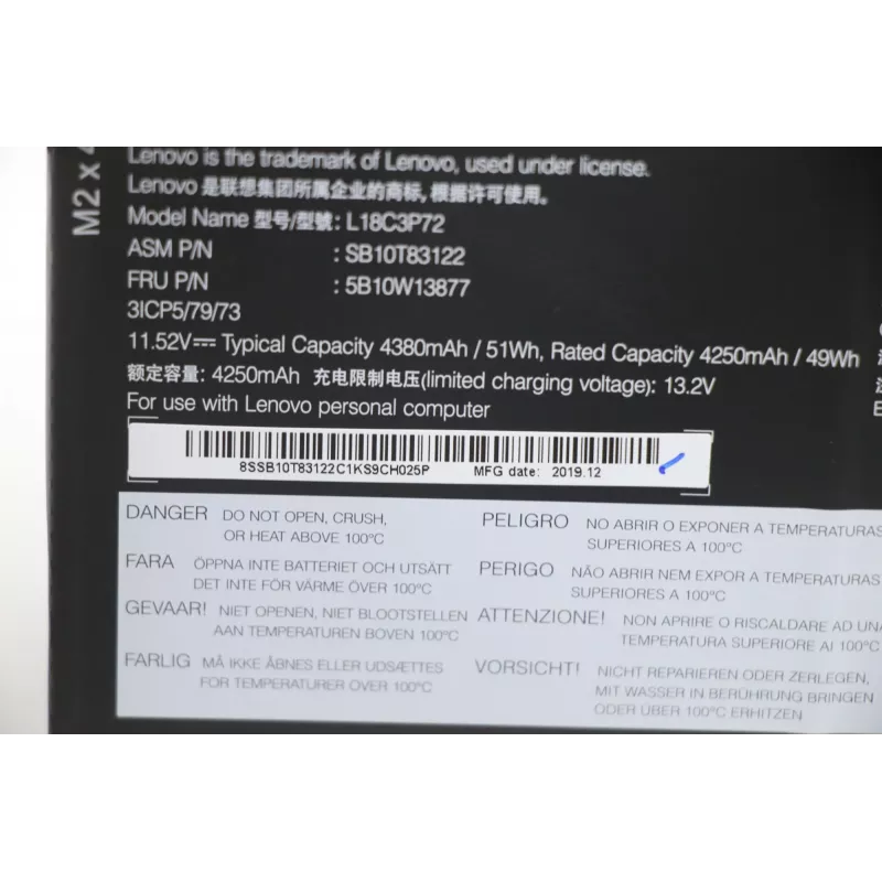 Interner Lithium-Ionen-Laptop-Akku Lenovo 50Wh 5B10W13877 kompatible Modelle