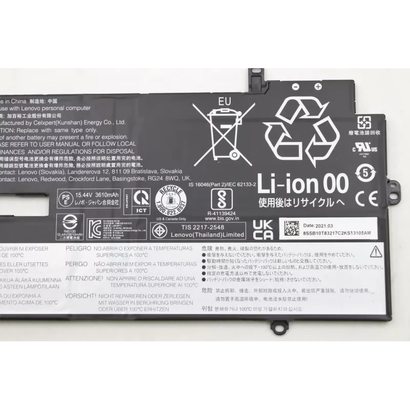 Laptop-Akku Lenovo 57Wh Modell 5B10W13974 für kompatible Lenovo-Laptops