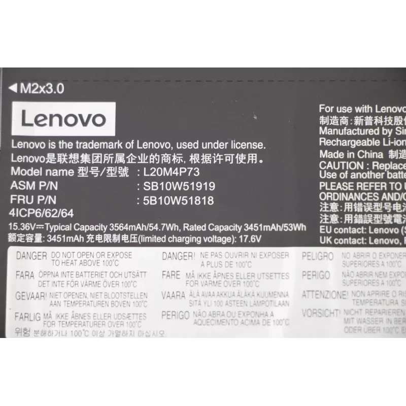 Interner Laptop-Akku Lenovo 5B10W51818, 54,7 Wh Li‑ion