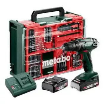 Pistolengriff-Akkubohrer Metabo BS 18, Schnellspannbohrfutter, 1,3 kg, 1600 U/min, 10 mm Bohrfutter, 2 Ah Li-Ion (2 Akkus)