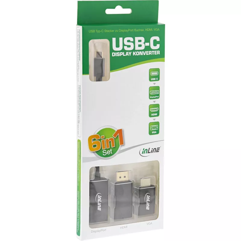 InLine USB Display Converter Set 6-in-1, 4K/60Hz schwarz