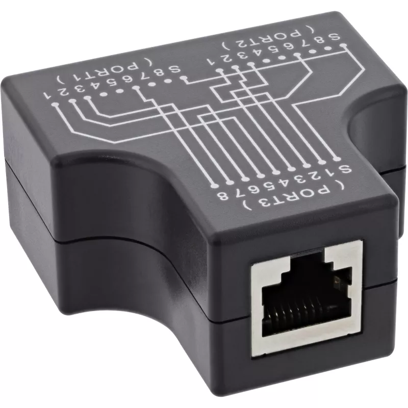 InLine Cat.5e STP T-Adapter RJ45-Buchse auf 2x RJ45-Buchse Schwarz