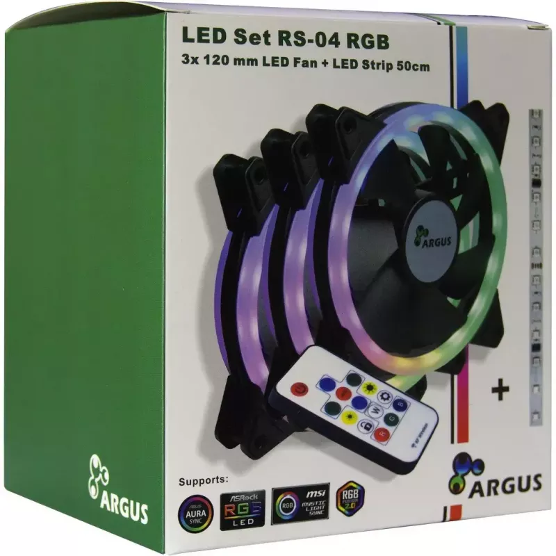 Lüfter Inter-Tech RS-04 RGB Computergehäuse-Lüfter 12 cm Schwarz