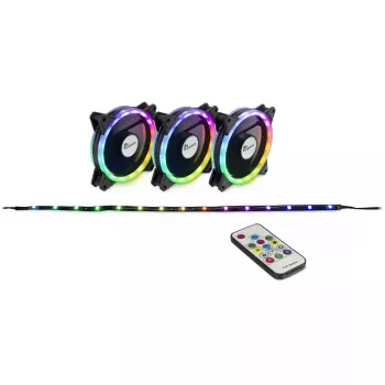 Lüfter Inter-Tech RS-04 RGB Computergehäuse-Lüfter 12 cm Schwarz