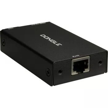 Schnittstellenadapter INTER-TECH KT-150D — RJ-45 (Buchse) auf DVI‑D, kabelgebunden, max. 1980×1080, inkl. USB-A-auf-B-Kabel, Metall, schwarz