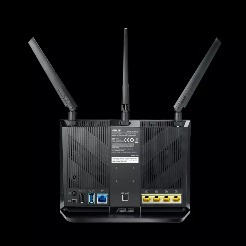 Tisch-WLAN-Router ASUS RT-AC2900, Dualband 2,4/5 GHz, Wi‑Fi 5 (802.11ac), 2917 Mbit/s, Gigabit-Ethernet, 4 LAN-Ports, USB, 4 Antennen