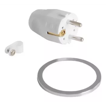 Einbau-Tischsteckdose Bachmann PIX mit 2 m Netzkabel, weiß, Ø 6,8 cm, Höhe 50 mm