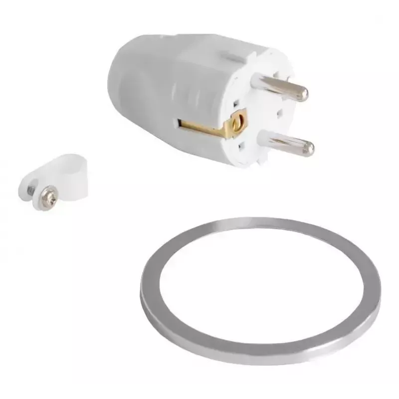 Einbau-Tischsteckdose Bachmann PIX mit 2 m Netzkabel, weiß, Ø 6,8 cm, Höhe 50 mm