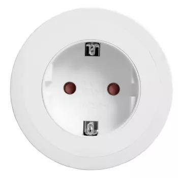 Einbau-Tischsteckdose Bachmann PIX mit 2 m Netzkabel, weiß, Ø 6,8 cm, Höhe 50 mm