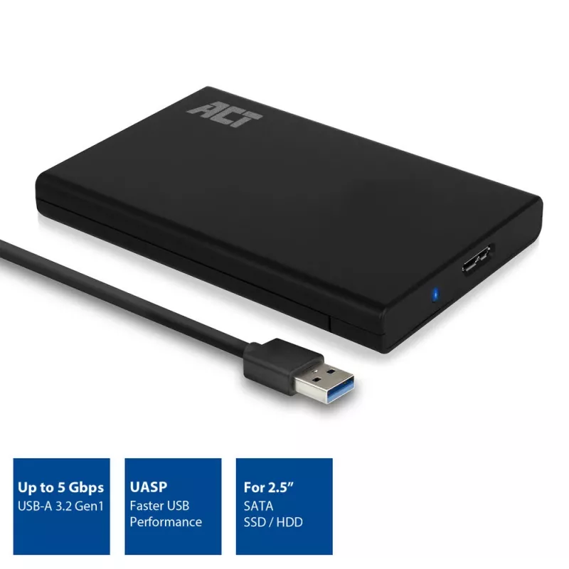 HDD/SSD-Gehäuse ACT 2,5-Zoll-SATA-Festplattengehäuse schraubenlos USB 3.2 Gen1