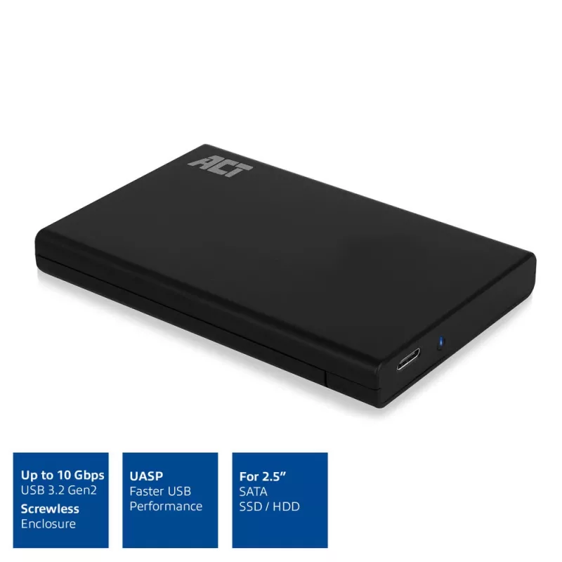 HDD/SSD-Gehäuse ACT AC1225 2,5 Zoll SATA USB-C 3.2 Gen2 Schwarz