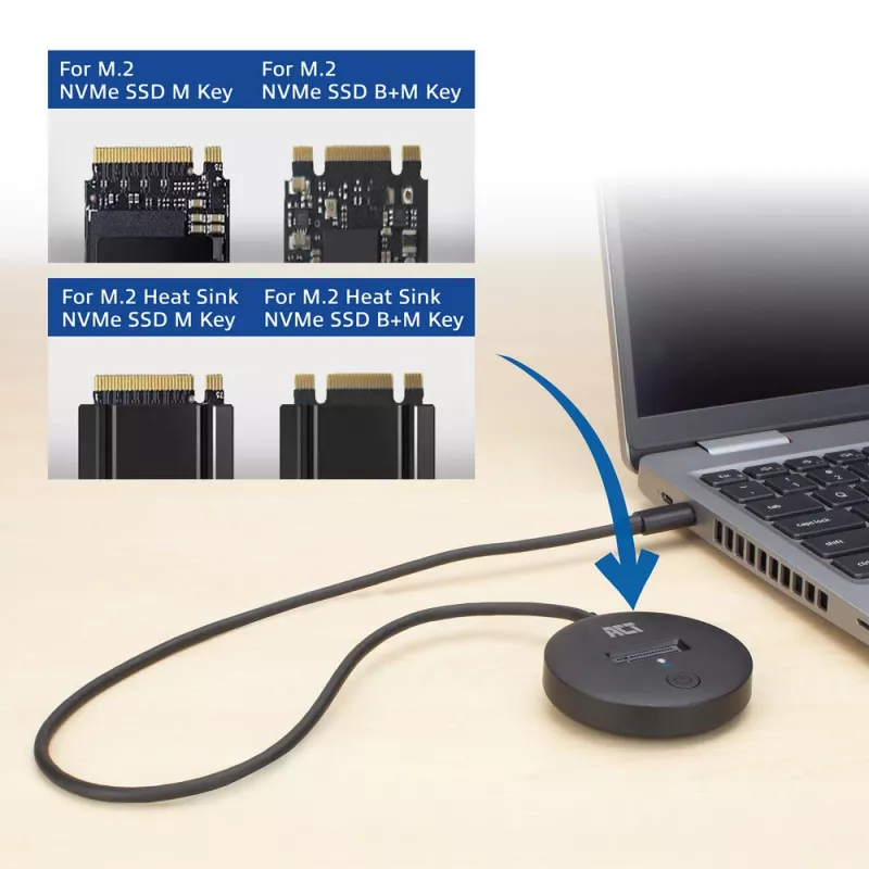 ACT M.2 NVMe/PCIe SSD Dockingstation USB-C 3.2 Gen2 Schwarz