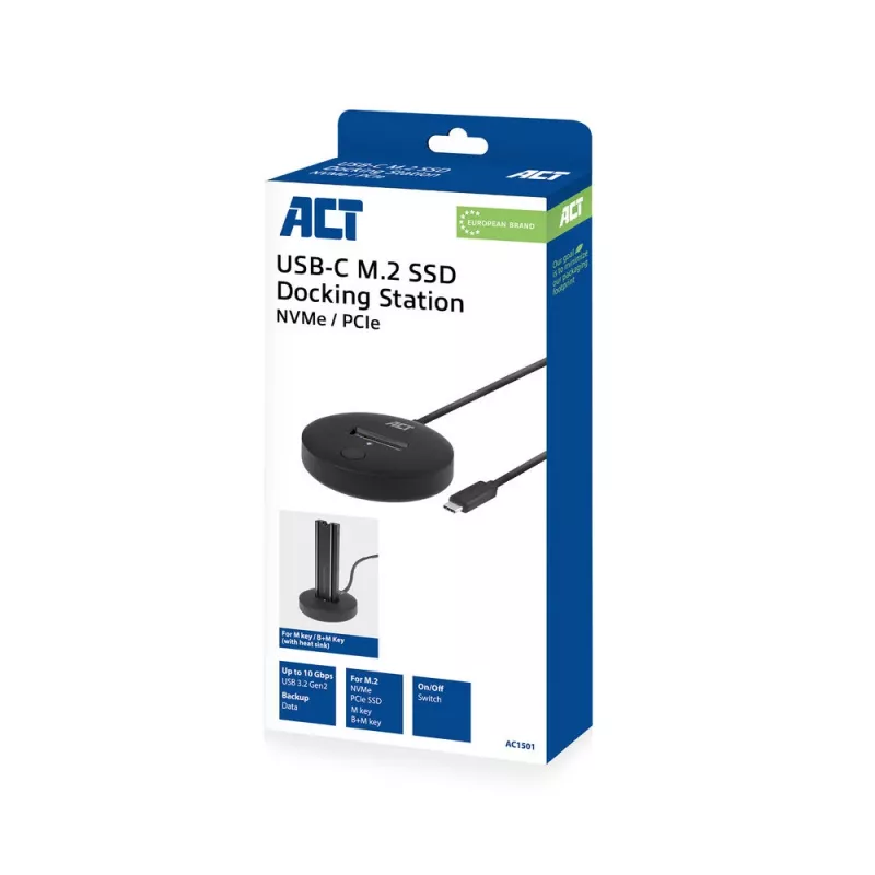 ACT M.2 NVMe/PCIe SSD Dockingstation USB-C 3.2 Gen2 Schwarz