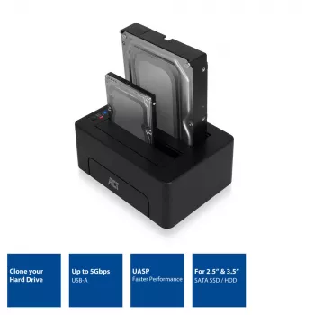 ACT 2,5 Zoll und 3,5 Zoll SATA Dual-HDD/SSD-Dockingstation, USB 3.2 Gen1