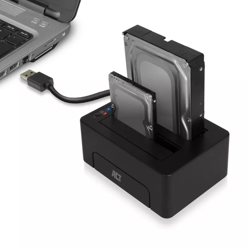 ACT 2,5 Zoll und 3,5 Zoll SATA Dual-HDD/SSD-Dockingstation, USB 3.2 Gen1