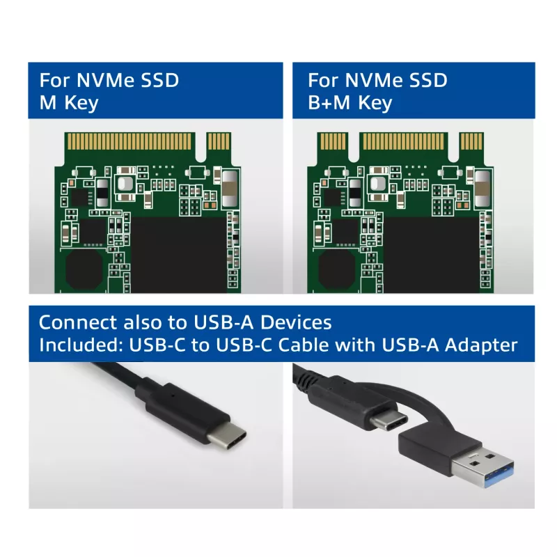 SSD-Gehäuse ACT AC1615 USB-C M.2 NVMe PCIe 10 Gbit/s Schwarz