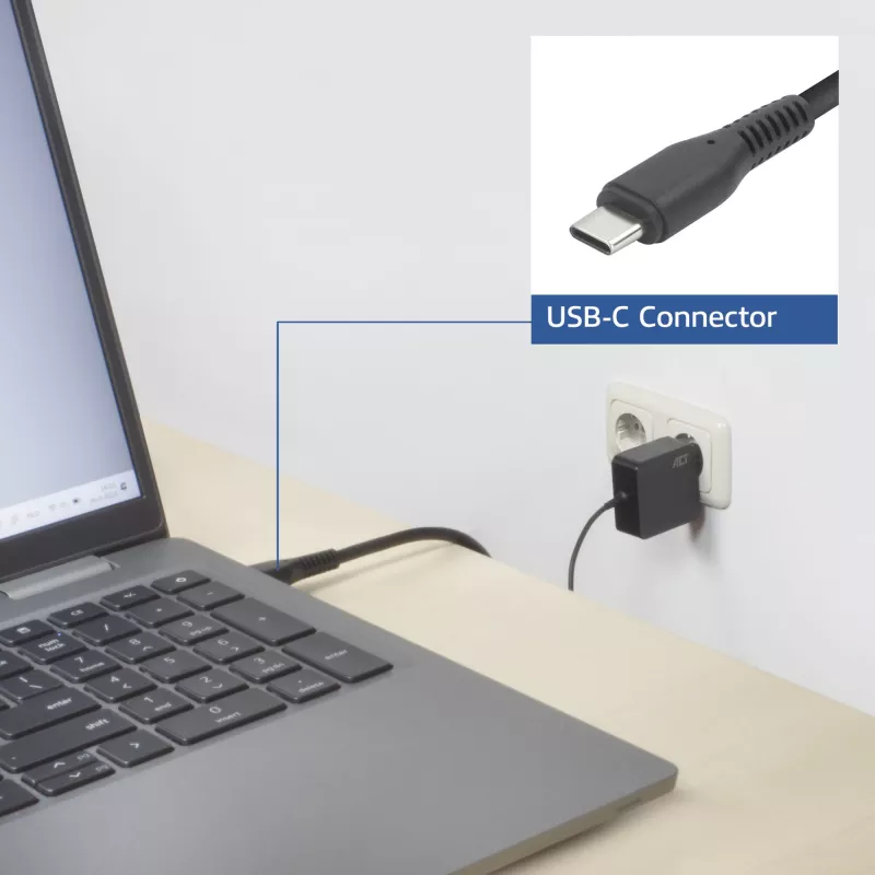 ACT USB-C Laptop-Netzteil 65W mit Power-Delivery-Profilen, 2 Meter