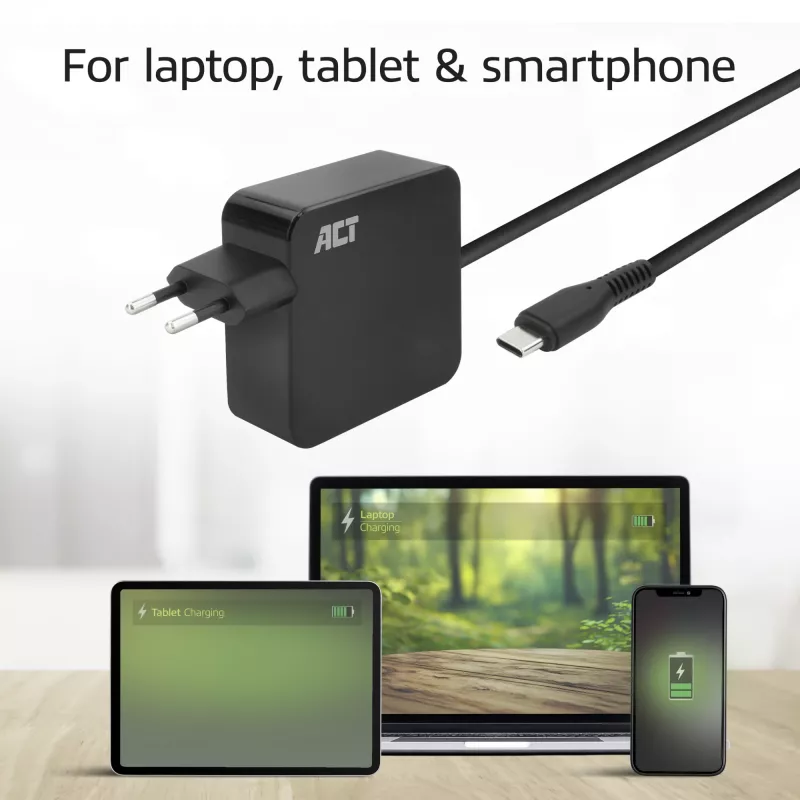 ACT USB-C Laptop-Netzteil 65W mit Power-Delivery-Profilen, 2 Meter