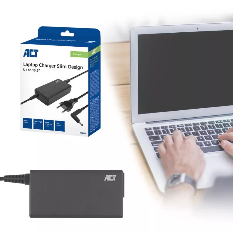 ACT schlank-Ladegerät 65W (für Laptops bis 15,6 Zoll)