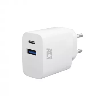 ACT USB-C & USB-A Ladegerät 20 W mit Power Delivery PPS, Quick Charge, GaNFast