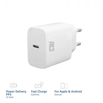 USB-C Ladegerät ACT 35W Power Delivery PPS GaNFast Universal