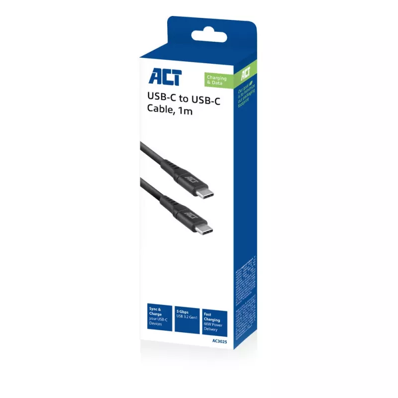 ACT USB 3.2 Gen1 Lade-/Datenkabel C-Stecker – C-Stecker, 1 Meter