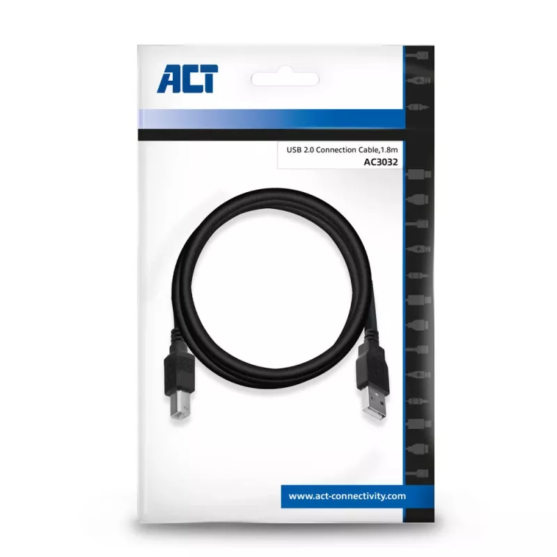ACT USB 2.0 Verbindungskabel A-Stecker - B-Stecker 1,8 Meter