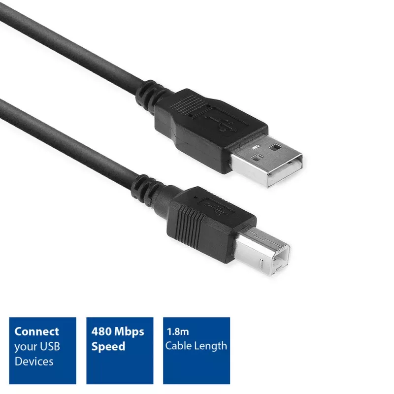 ACT USB 2.0 Verbindungskabel A-Stecker - B-Stecker 1,8 Meter