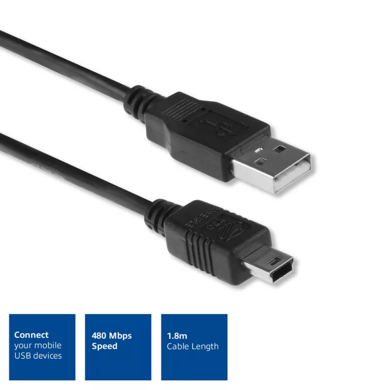 ACT USB 2.0 Verbindungskabel A-Stecker - Mini-B-Stecker 1,8 Meter