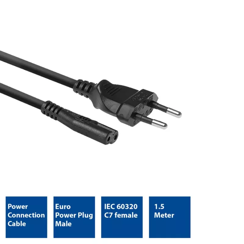 ACT Netzkabel Euro-Stecker - C7-Kupplung schwarz 1,5 m