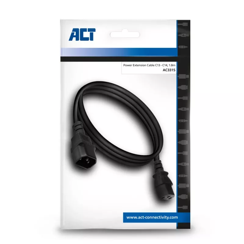 Netzkabel C13 C14 schwarz 1,8 m ACT Powercord