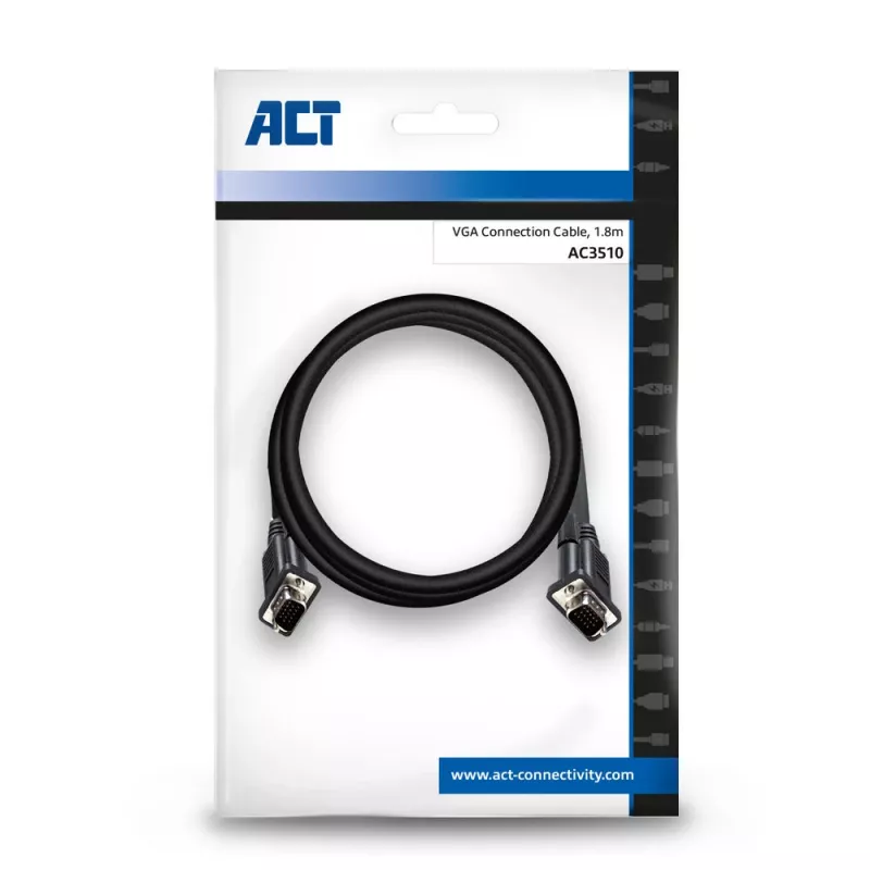 VGA-Kabel ACT AC3510 — 1,8 m, VGA (D-Sub) auf VGA (D-Sub), schwarz