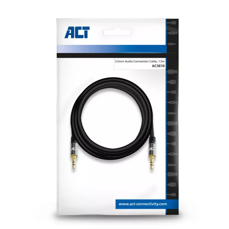 ACT 1,5 m hochwertiges Stereo-Audioverbindungskabel 3,5-mm-Klinke Stecker – Stecker