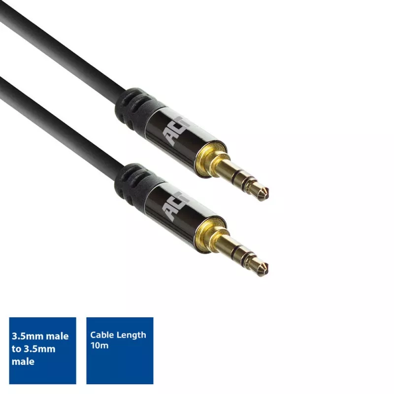 ACT 10 Meter hochwertiges Audio-Verbindungskabel 3,5 mm Stereo-Klinke Stecker – Stecker