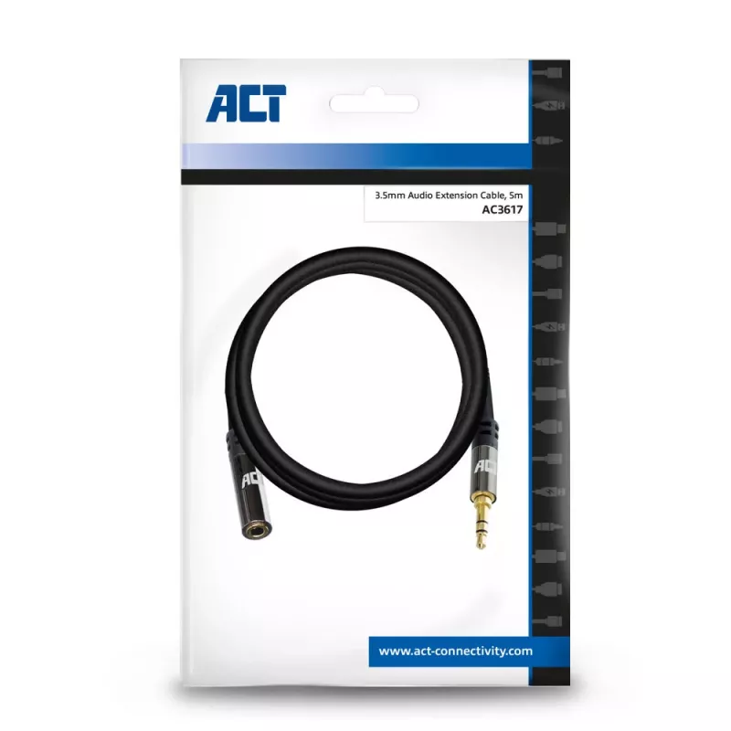 ACT 5 meter High Quality Audio-Verlängerungskabel 3,5 mm Stereo-Klinkenstecker auf -buchse