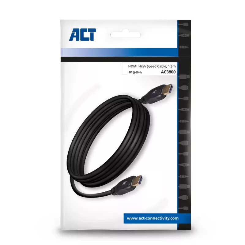 ACT 1,5 m HDMI High Speed Videokabel v2.0 HDMI-A Stecker - HDMI-A Stecker