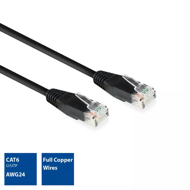 ACT Black 2,0 m U/UTP CAT6 Patchkabel mit RJ45-Steckern