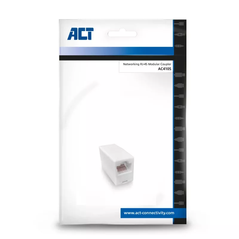Modularer RJ-45-Koppler ACT AC4105 Weiß Anschluss 1 RJ-45 Anschluss 2 RJ-45