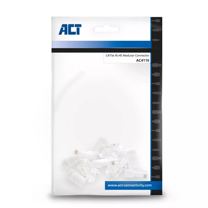 ACT Modular CAT5E RJ-45 Connector ACT AC4110 Male Silber Transparent 10 Stk.