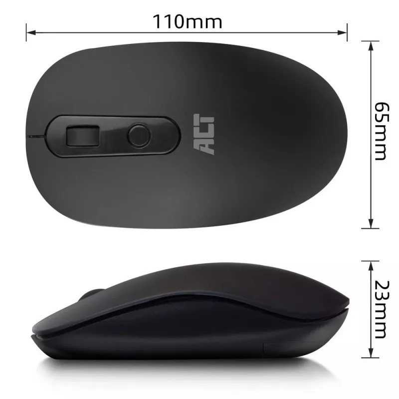 ACT Wireless Maus 1200 DPI, beidhändig, RF Wireless, 1200 DPI, Schwarz