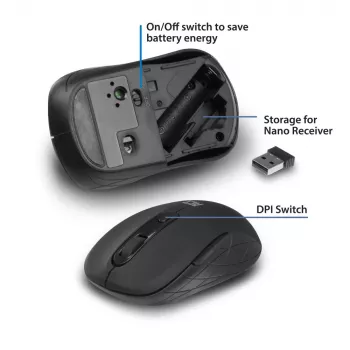 ACT Wireless Mouse 1600 DPI Optical Right-hand 4 Buttons