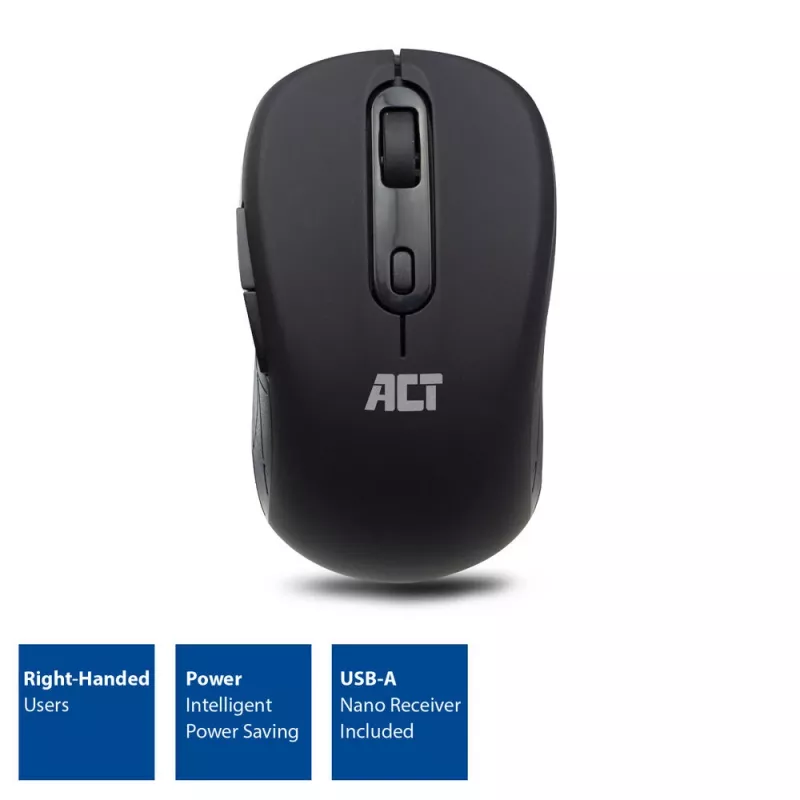 ACT Wireless Mouse 1600 DPI Optical Right-hand 4 Buttons