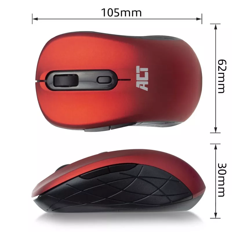 ACT Wireless Maus 1600 DPI Rechtshänder Optisch RF Funk Rot
