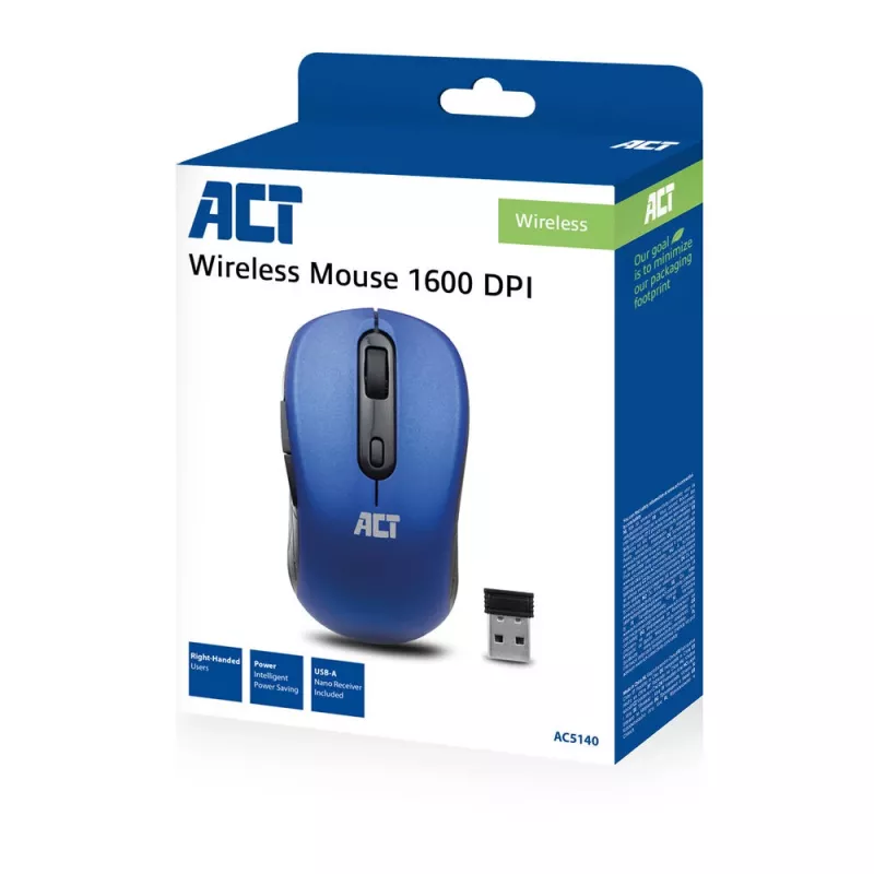 ACT Wireless Mouse 1600 DPI Rechtshänder Optisch RF Funk Blau