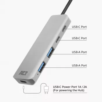 USB Hub ACT AC6125 3.2 Gen 1 Typ-A 5000 Mbit/s Grau