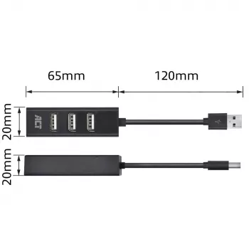 USB-Hub ACT AC6205 2.0 480 Mbit/s Schwarz 0,12m
