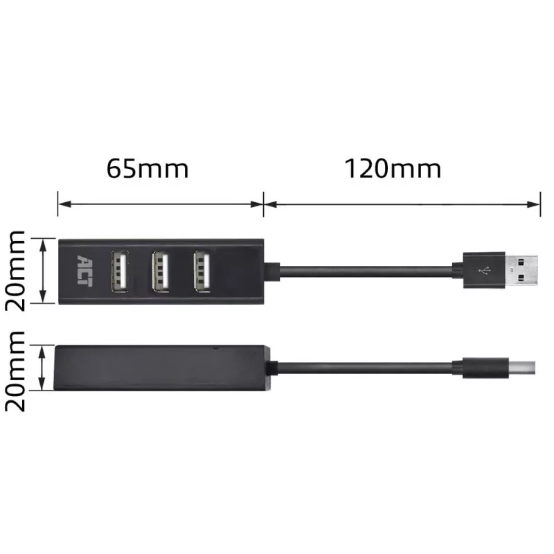 USB-Hub ACT AC6205 2.0 480 Mbit/s Schwarz 0,12m