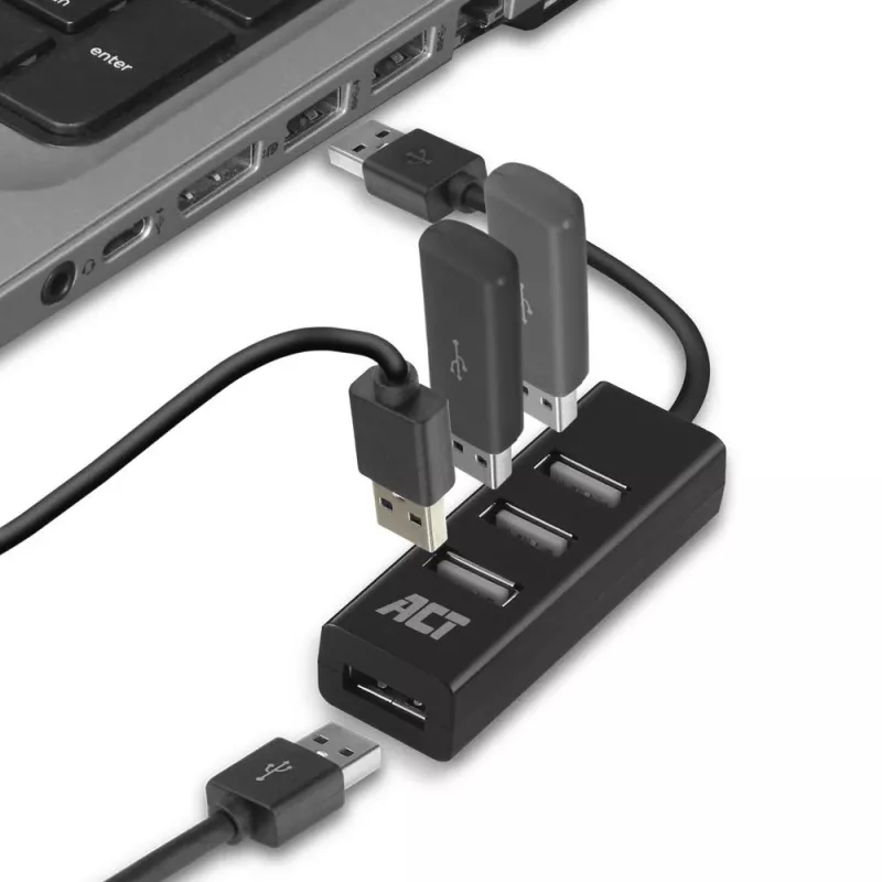 USB-Hub ACT AC6205 2.0 480 Mbit/s Schwarz 0,12m