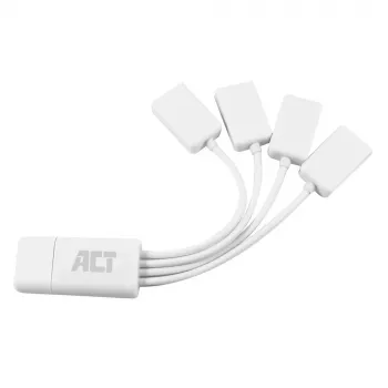 ACT USB-Hub 4 Port USB-A flexibel USB 3.2 Gen 1 Weiß 480 Mbit/s