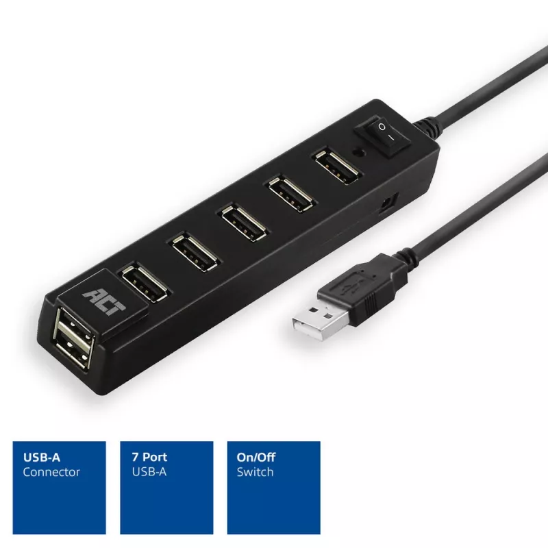 USB-Hub ACT AC6215 480 Mbit/s Schwarz